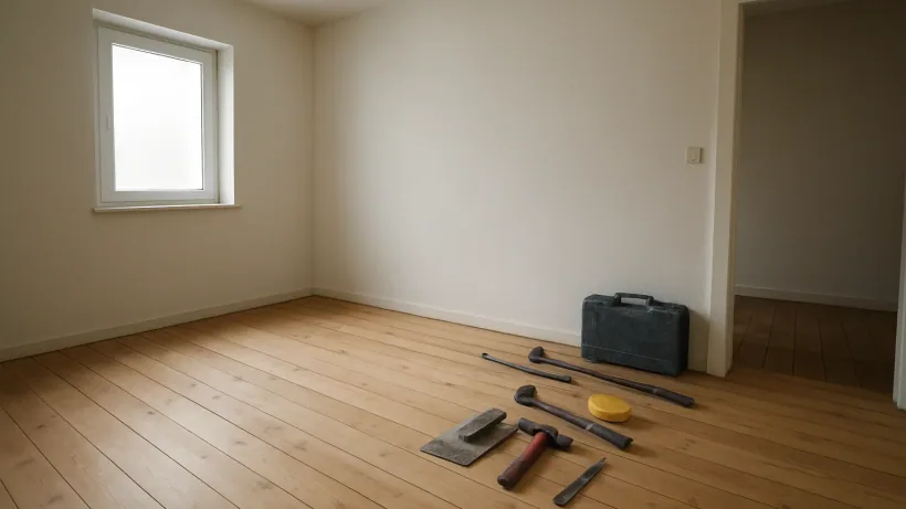 Gotov brodski pod u praznoj sobi nakon postavljanja